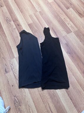Black Ribbed & Smooth Tank Tops Duo